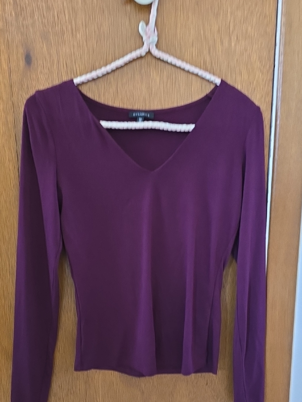 Plum V-Neck Long Sleeve Top